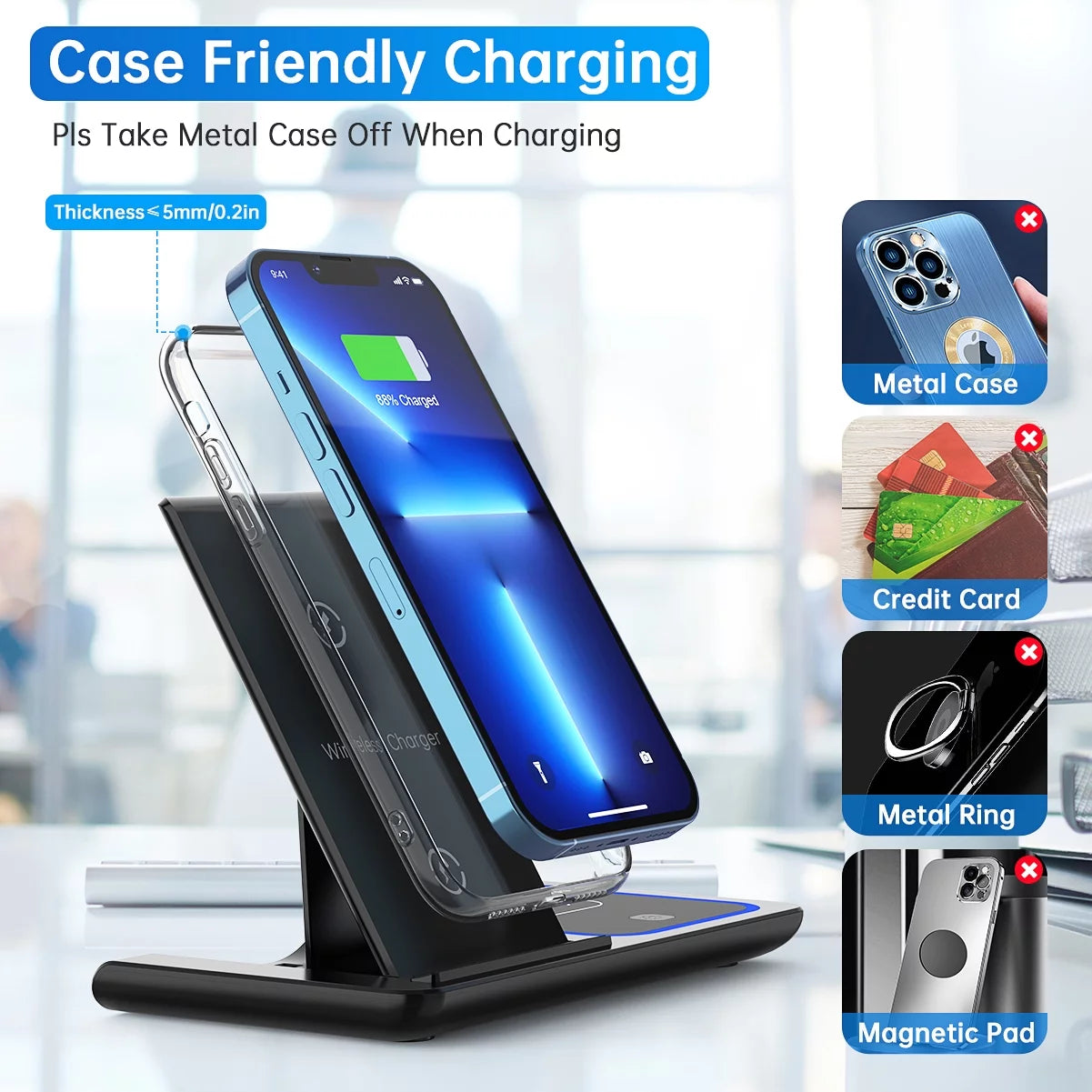 3-in-1 Wireless Iphone Charging Station For iPhone 11/12/13/14/15/16/Pro Max// And Iwatch Series SE 3/4/5/6/7/8 t n Airpod Pro's