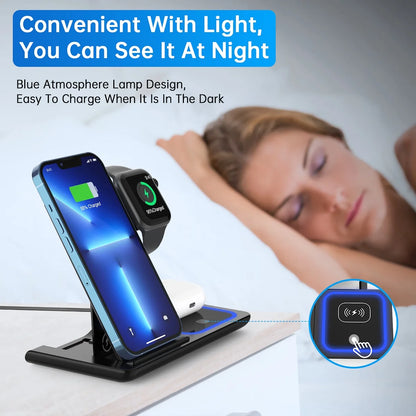 3-in-1 Wireless Iphone Charging Station For iPhone 11/12/13/14/15/16/Pro Max// And Iwatch Series SE 3/4/5/6/7/8 t n Airpod Pro's